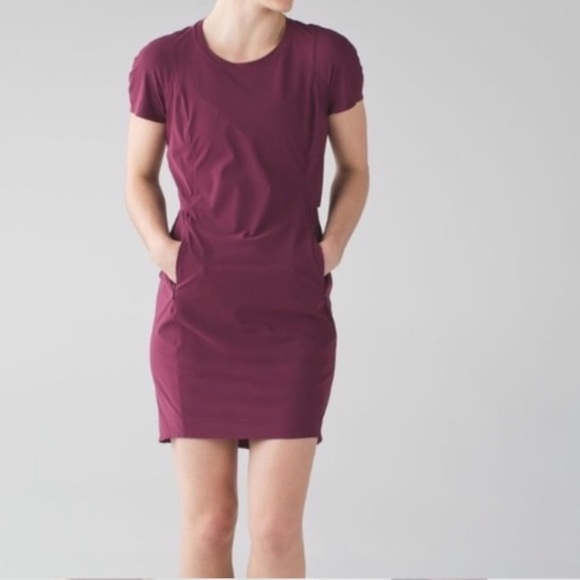lululemon athletica Dresses & Skirts - Lululemon Endeavor Dress Red Grape Athletic Travel Mini Dress